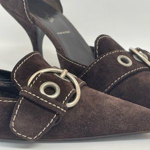 Prada Dark Brown Suede Heels - 39.5 - 9.5